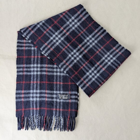 Pre-Owned Burberry 100%Lambswool Check Scarf Blue – Unisex – Luxury & Warmth. - Picture 1 of 7
